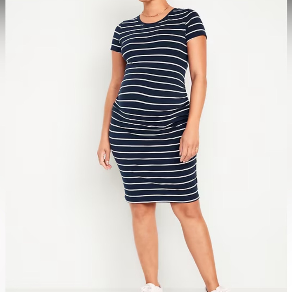 Old Navy maternity dress navy and white stripe
